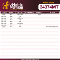 Metrix Premium Chassis Parts Front Right Tie Rod End Assembly 34374MT OEM fit auto parts