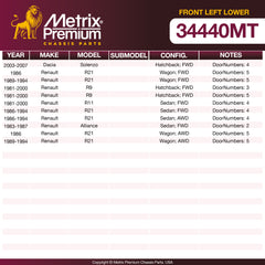 Metrix Premium Chassis Parts Front Left Lower Control Arm and Ball Joint Assembly 34440MT OEM fit auto parts
