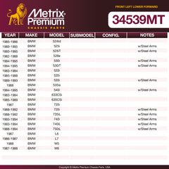 Metrix Premium Chassis Parts Front Left Lower Forward Control Arm and Ball Joint Assembly 34539MT aftermarket car parts