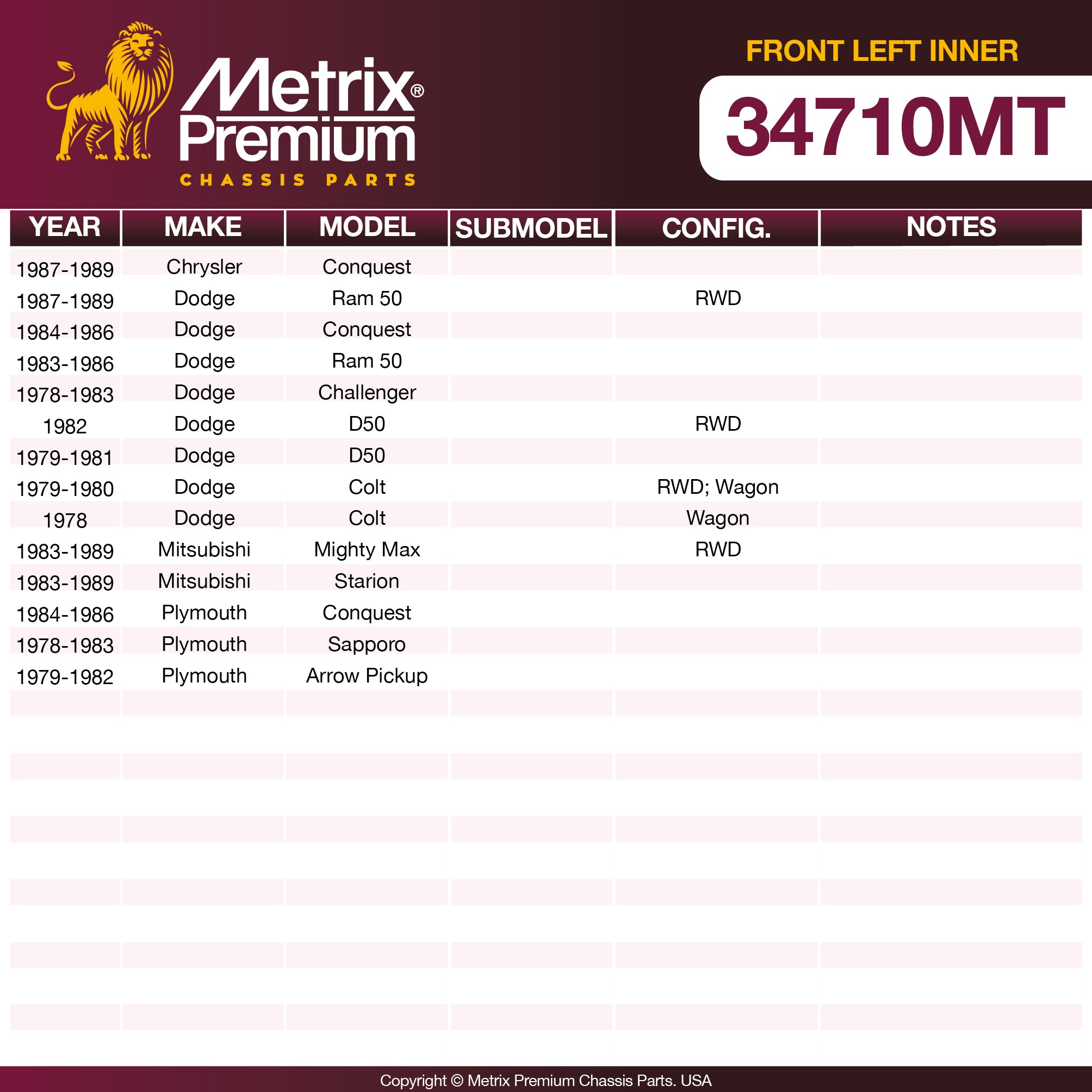 Metrix Premium Chassis Parts Front Left Inner Tie Rod End 34710MT OEM fit auto parts