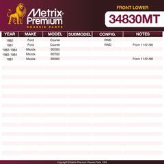 Metrix Premium Chassis Parts Front Lower Ball Joint 34830MT OEM fit auto parts