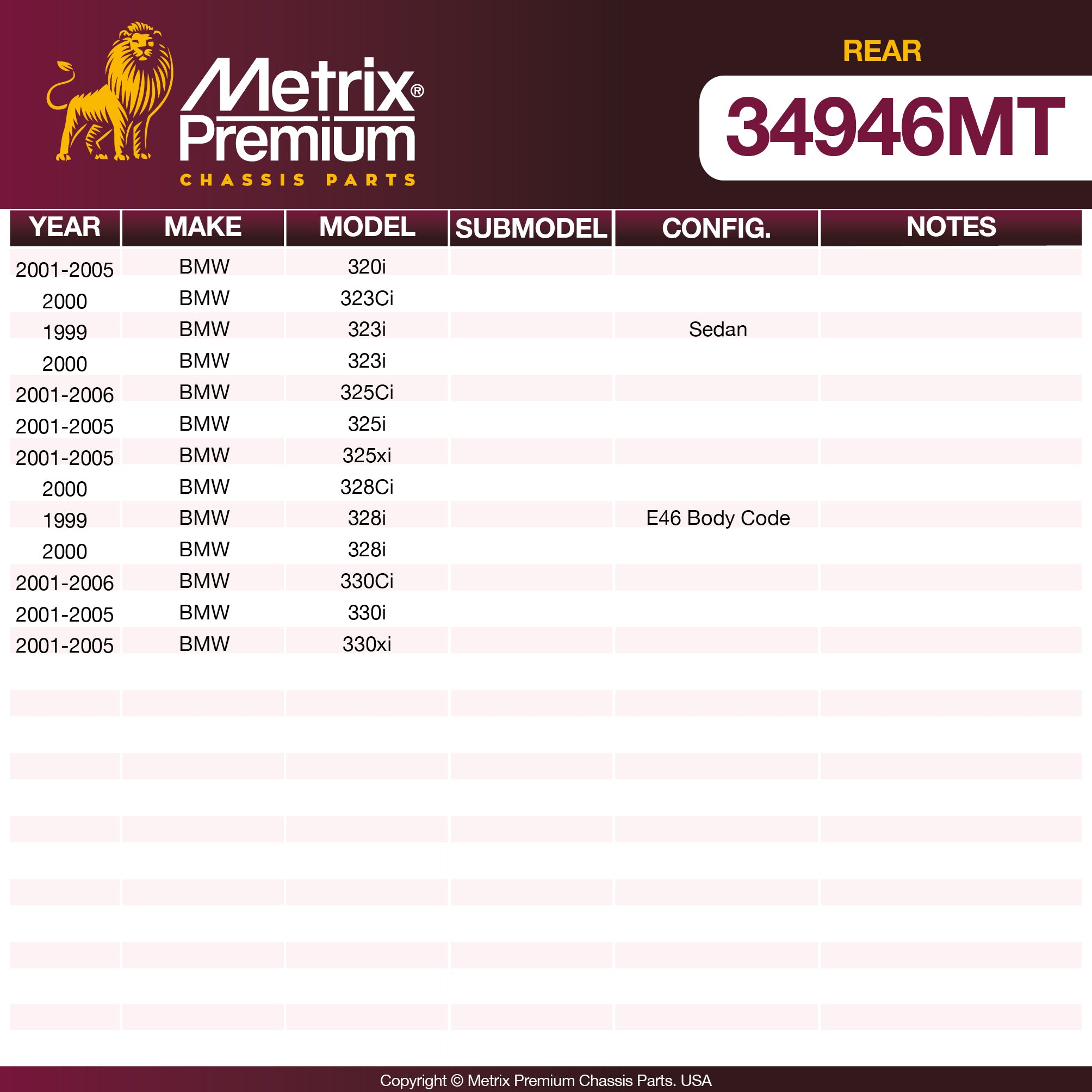 Metrix Premium Chassis Parts Rear Stabilizer Bar Link 34946MT aftermarket car parts