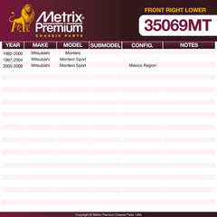 Metrix Premium Chassis Parts Front Right Lower Ball Joint 35069MT aftermarket car parts