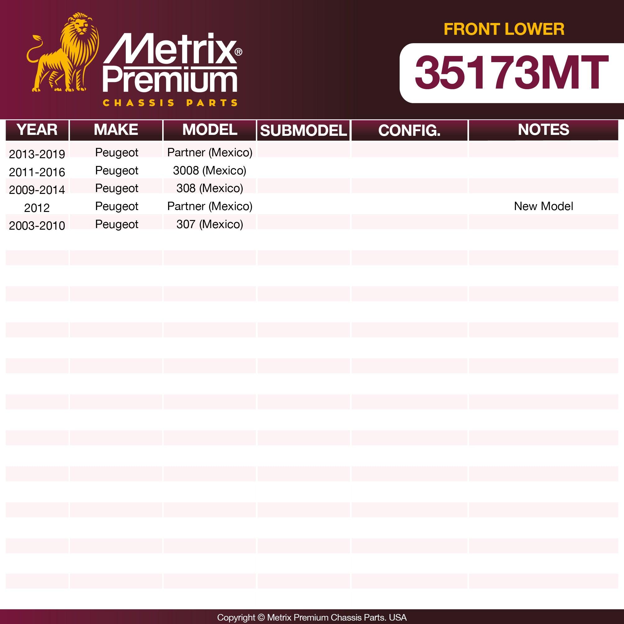 Metrix Premium Chassis Parts Front Lower Ball Joint 35173MT OEM fit auto parts
