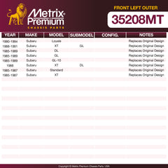 Metrix Premium Chassis Parts Front Left Outer Tie Rod End 35208MT aftermarket car parts