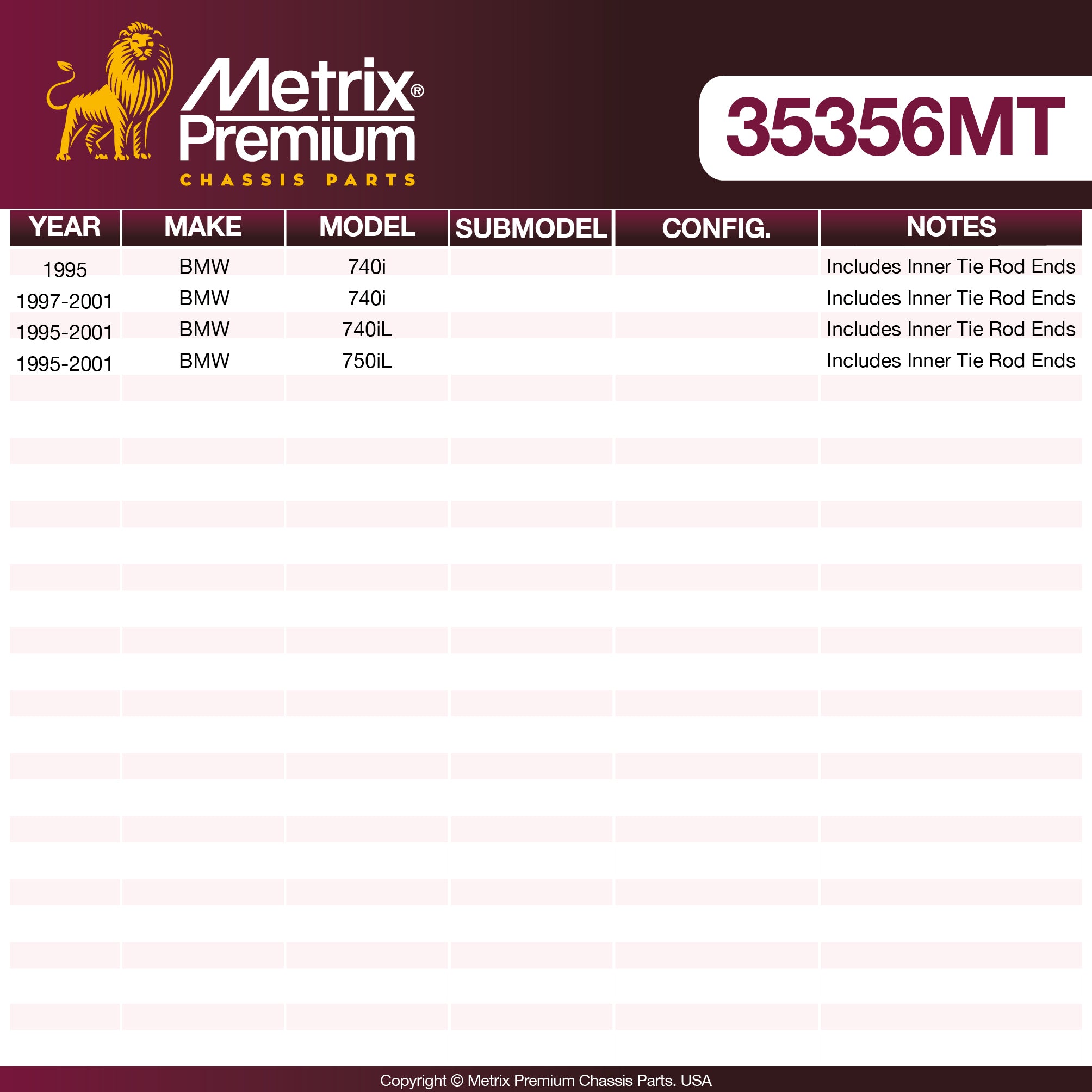 Metrix Premium Chassis Parts Center Link 35356MT OEM fit auto parts