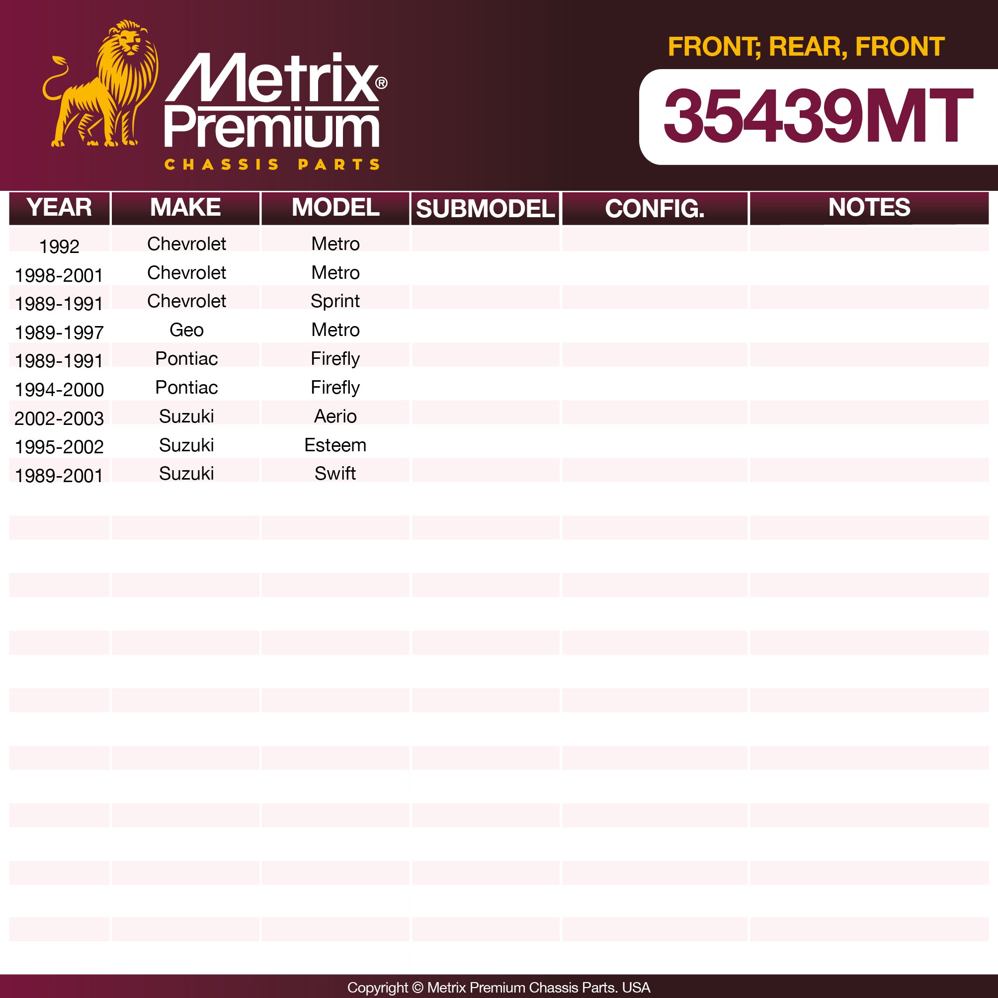Metrix Premium Chassis Parts Front; Rear Stabilizer Bar Link 35439MT OEM fit auto parts