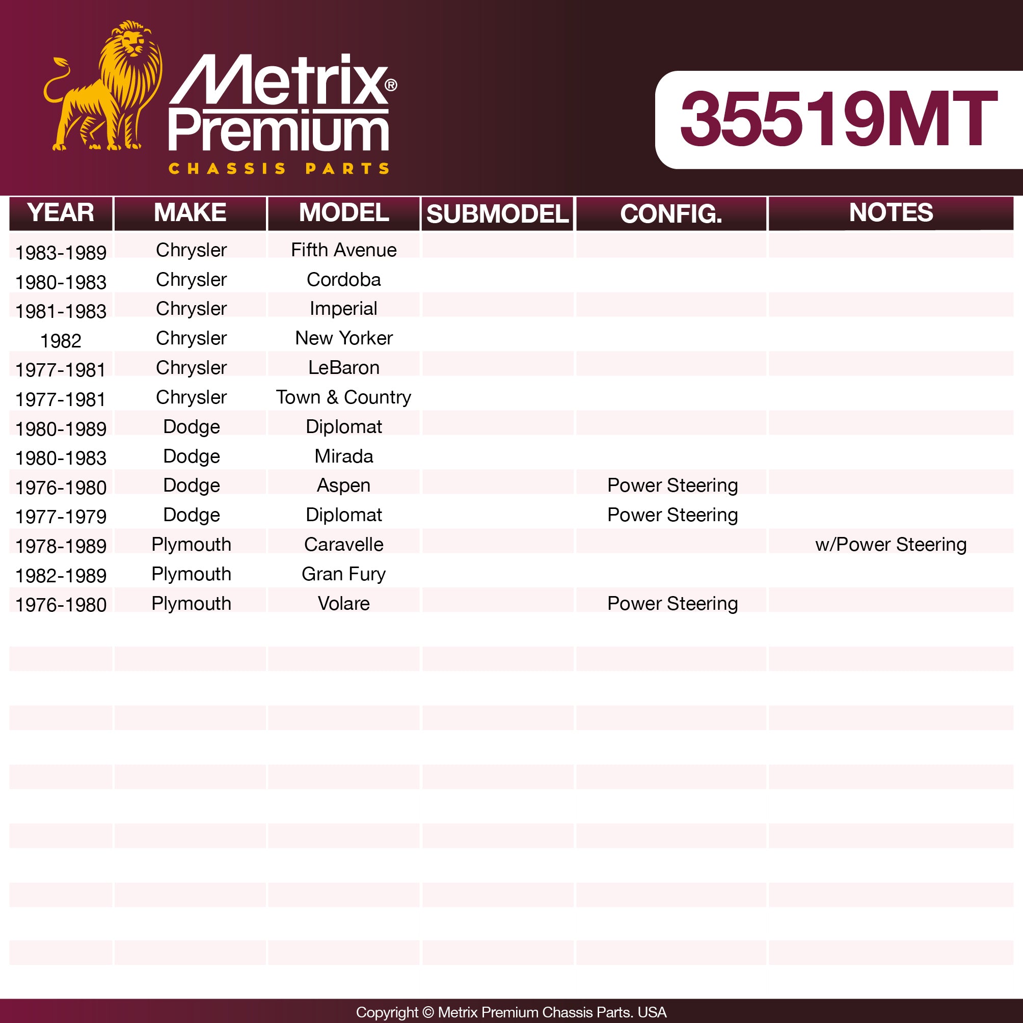 Metrix Premium Chassis Parts Pitman Arm 35519MT aftermarket car parts