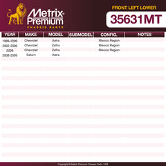 Metrix Premium Chassis Parts Front Left Lower Control Arm and Ball Joint Assembly 35631MT aftermarket car parts