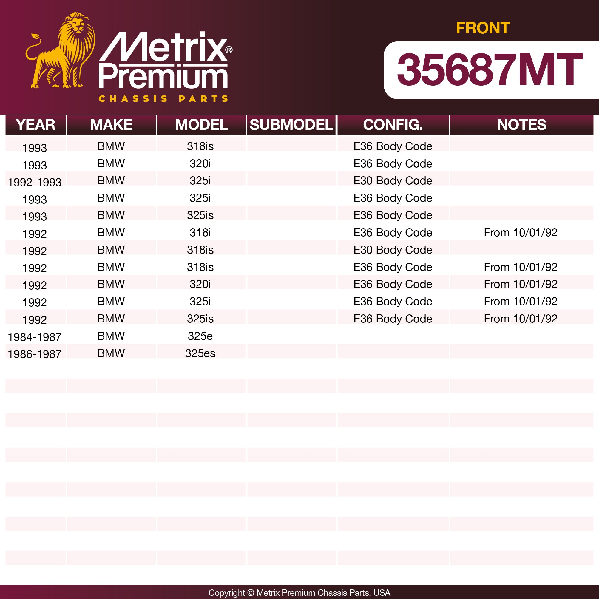 Metrix Premium Chassis Parts Front Stabilizer Bar Link 35687MT aftermarket car parts