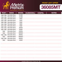Metrix Premium Chassis Parts Front Left Upper Control Arm and Ball Joint Assembly 36085MT aftermarket car parts