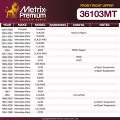 Metrix Premium Chassis Parts Front Right Upper Control Arm and Ball Joint Assembly 36103MT OEM fit auto parts