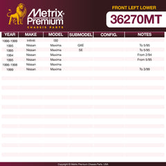 Metrix Premium Front Left Lower Control Arm and Ball Joint Assembly 36270MT OEM fit spare parts