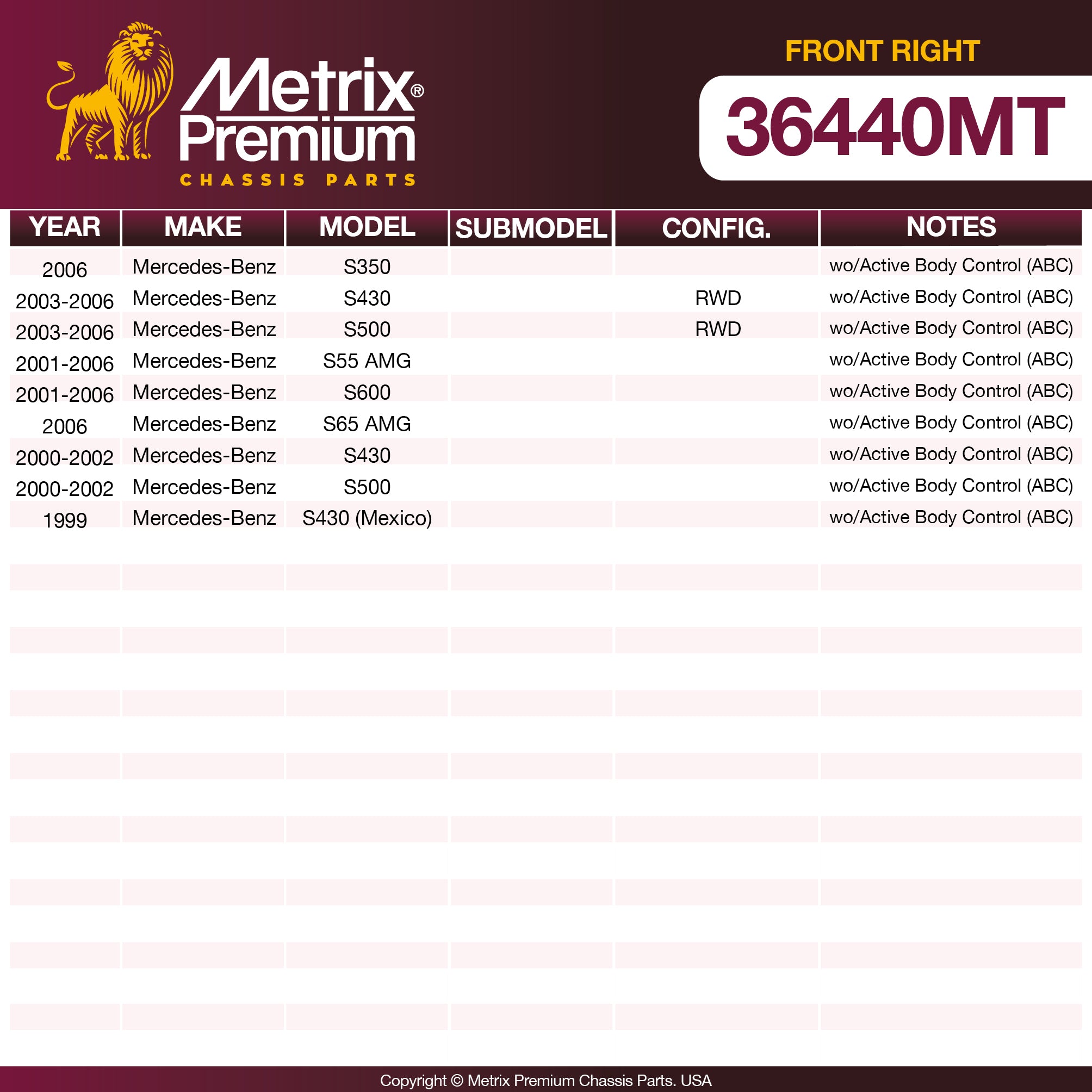 Metrix Premium Chassis Parts Front Right Stabilizer Bar Link 36440MT aftermarket car parts