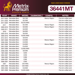 Metrix Premium Chassis Parts Rear Lower Inner Forward Control Arm Bushing 36441MT OEM fit auto parts