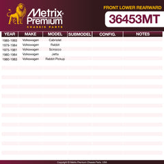 Metrix Premium Chassis Parts Front Lower Rearward Control Arm Bushing 36453MT OEM fit auto parts