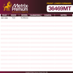 Metrix Premium Chassis Parts Front Lower Forward Axle Support Bushing 36469MT OEM fit auto parts