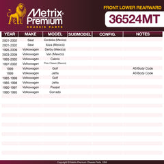 Metrix Premium Chassis Parts Front Lower Rearward Control Arm Bushing 36524MT OEM fit auto parts