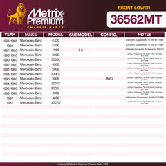 Metrix Premium Chassis Parts Front Lower Control Arm Bushing Kit 36562MT OEM fit auto parts