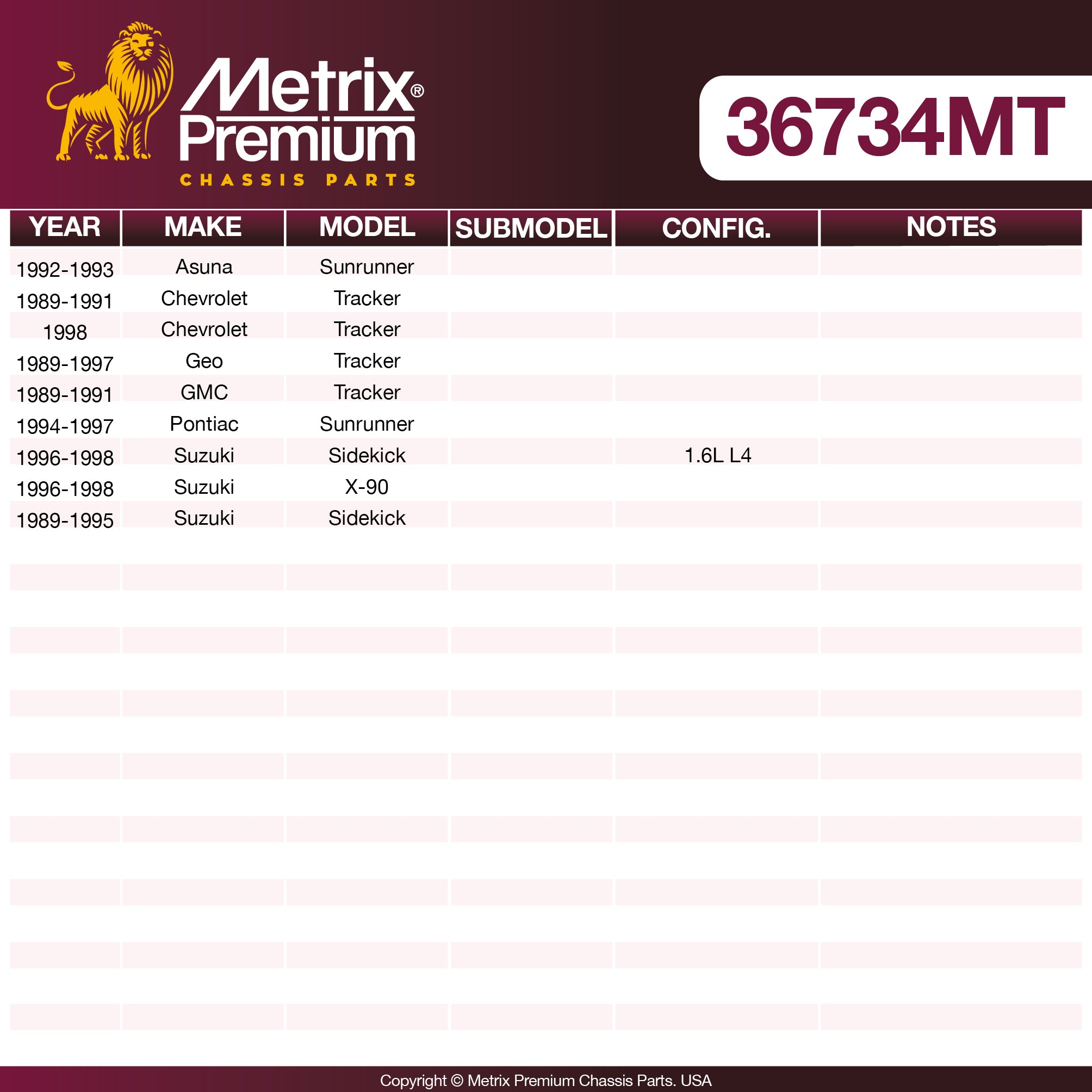 Metrix Premium Chassis Parts Center Link 36734MT OEM fit auto parts