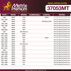 Metrix Premium Chassis Parts Rear Upper Outer Axle Support Bushing 37053MT aftermarket car parts