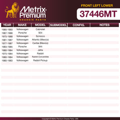 Metrix Premium Chassis Parts Front Left Lower Control Arm and Ball Joint Assembly 37446MT OEM fit auto parts
