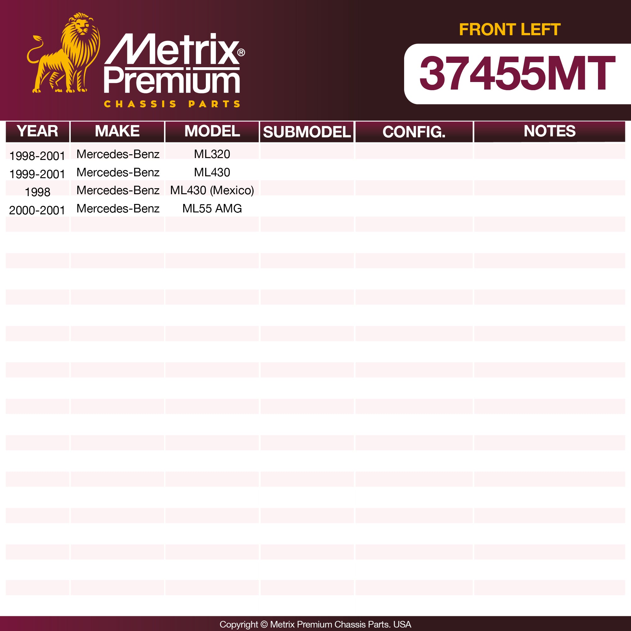 Metrix Premium Chassis Parts Front Left Stabilizer Bar Link 37455MT aftermarket car parts