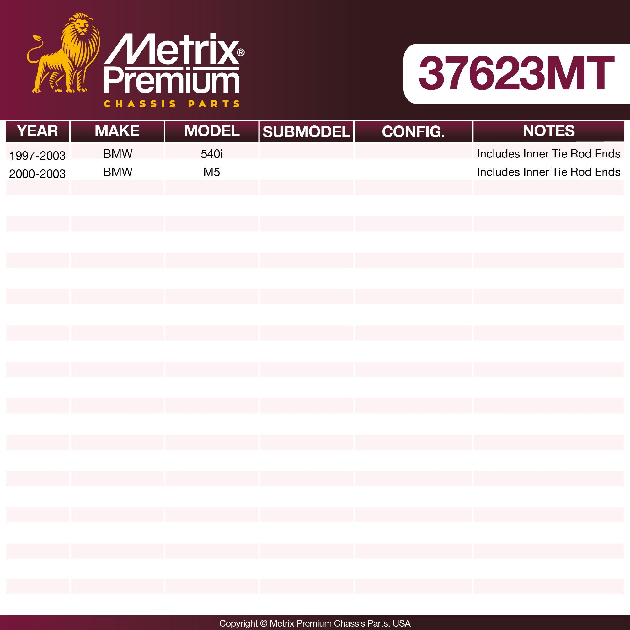 Metrix Premium Chassis Parts Drag Link 37623MT OEM fit auto parts