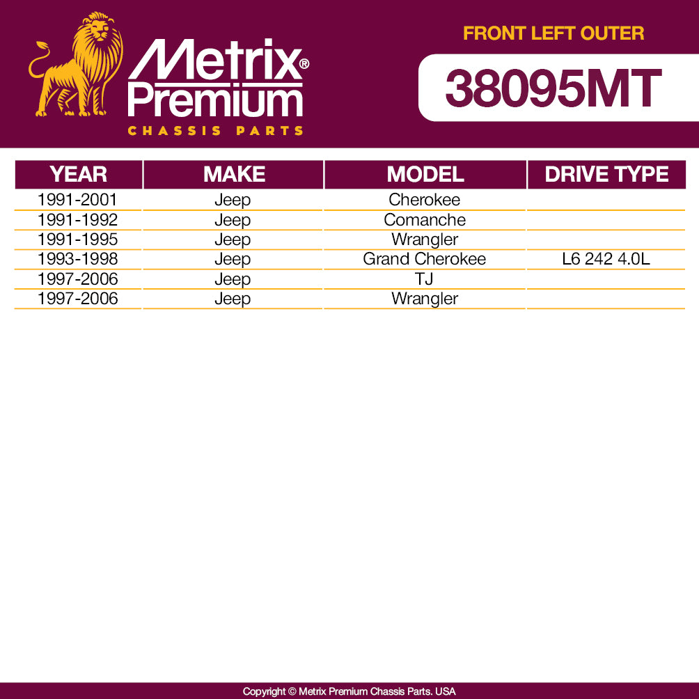 Metrix Premium Front Left Outer Tie Rod End 38095MT OEM fit auto parts fitment compability