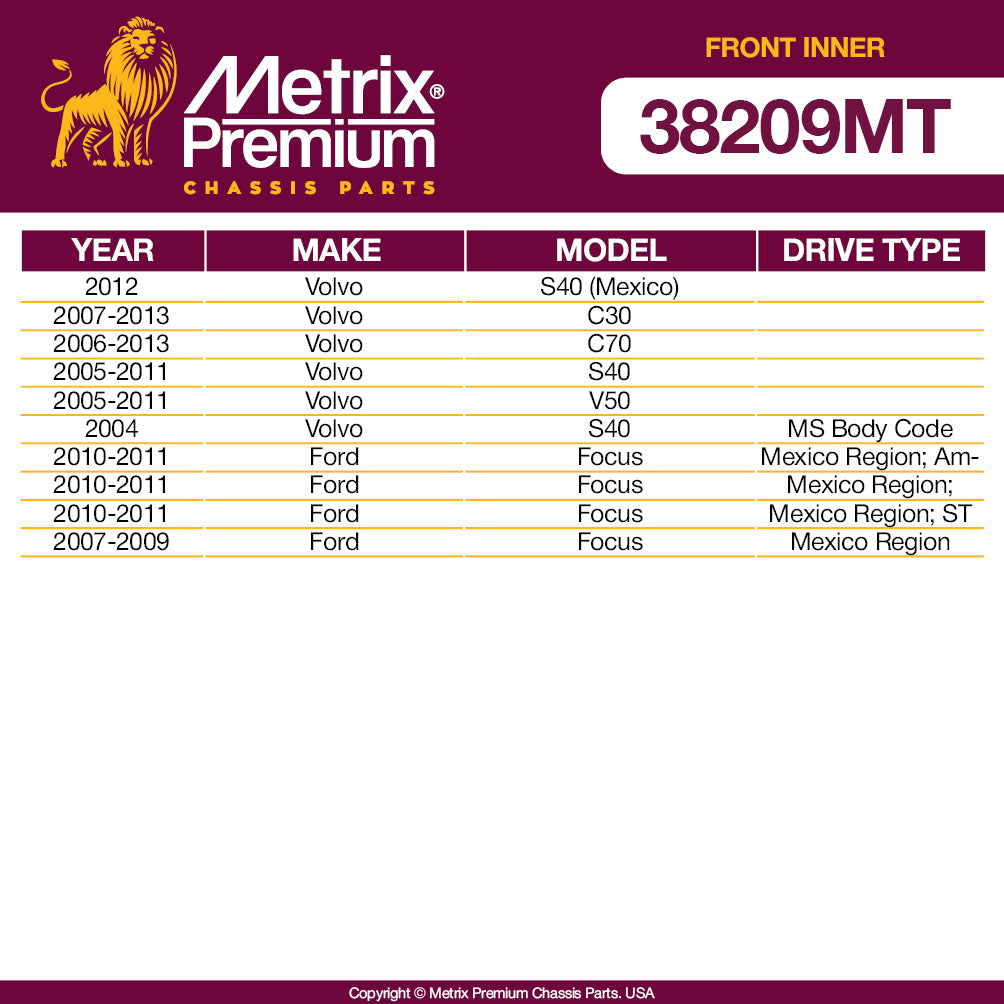 Metrix Premium Front Inner Tie Rod End 38209MT OEM fit auto parts fitment compability