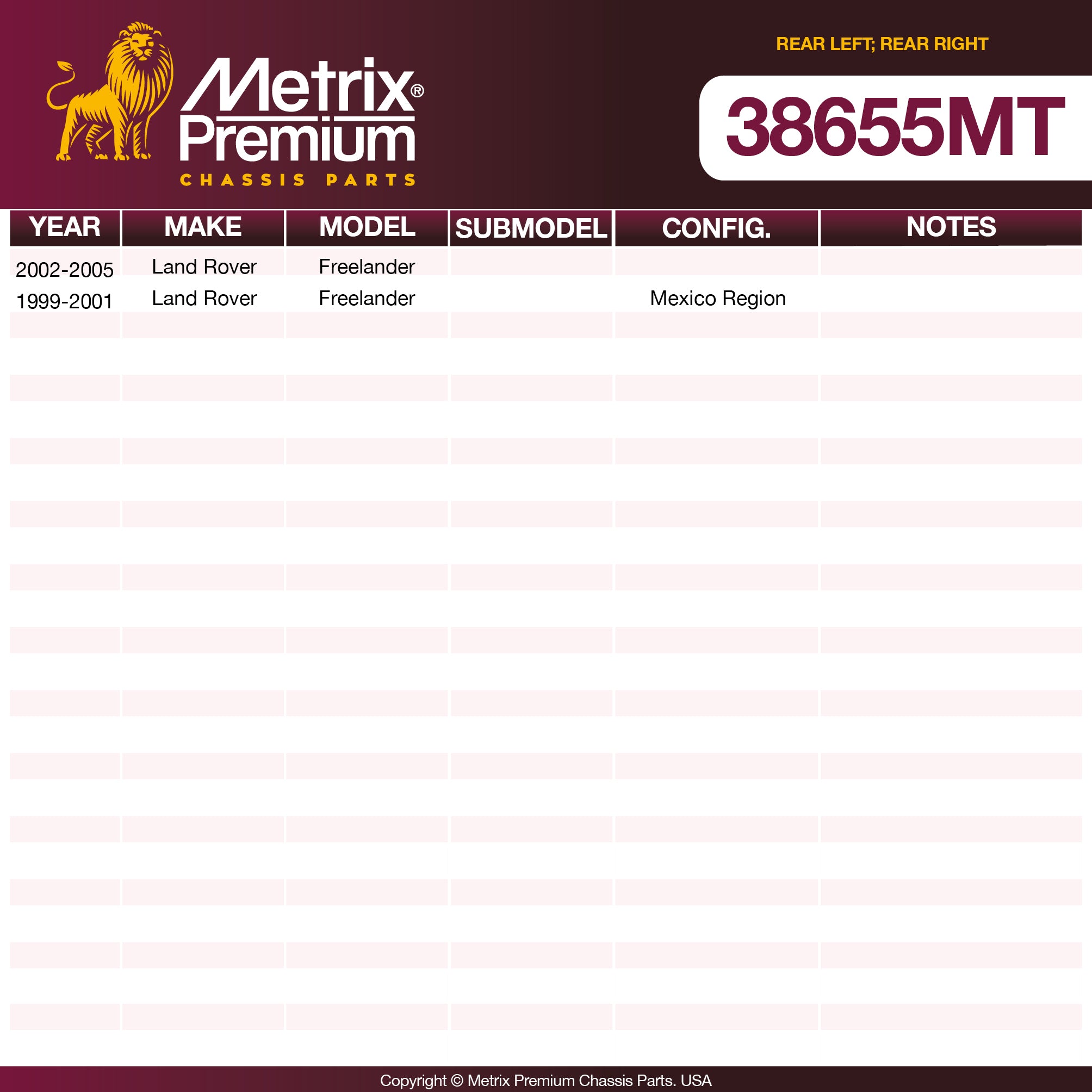 Metrix Premium Chassis Parts Rear Left; Rear Right Trailing Arm 38655MT OEM fit auto parts