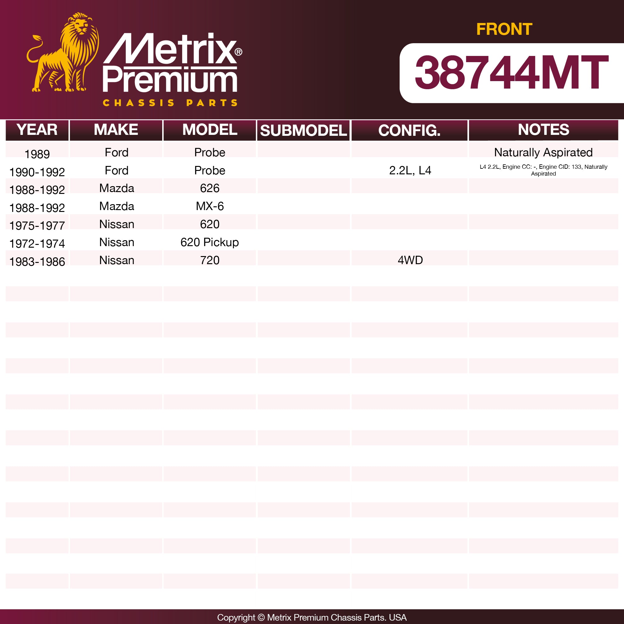 Metrix Premium Chassis Parts Front Stabilizer Bar Link 38744MT aftermarket car parts