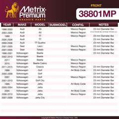 Metrix Premium Chassis Parts Front Stabilizer Bar Bushing Kit 38801MP aftermarket car parts