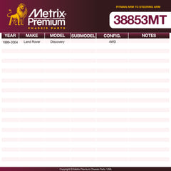 Metrix Premium Chassis Parts Pitman Arm To Steering Arm Steering Drag Link 38853MT OEM fit auto parts