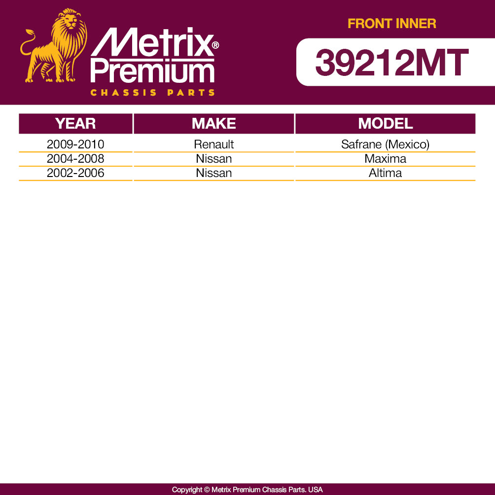 Metrix Premium Front Inner Tie Rod End 39212MT OEM fit auto parts fitment compability