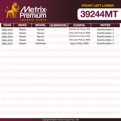 Metrix Premium Chassis Parts Front Left Lower Control Arm and Ball Joint Assembly 39244MT OEM fit auto parts