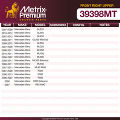 Metrix Premium Front Right Upper Control Arm and Ball Joint Assembly 39398MT OEM fit spare parts