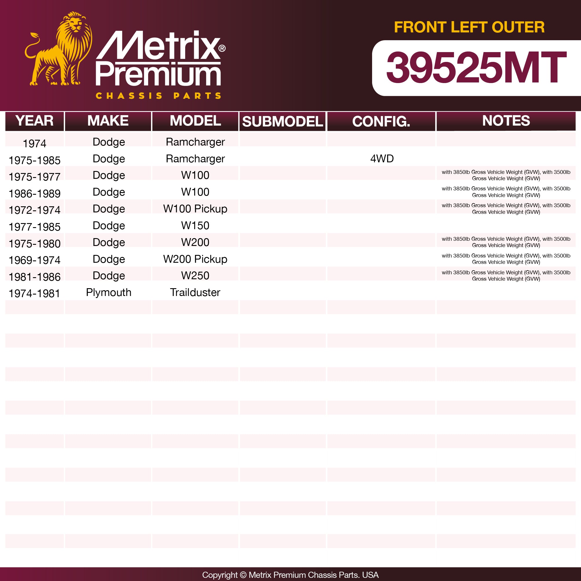Metrix Premium Chassis Parts Front Left Outer Tie Rod End 39525MT OEM fit auto parts