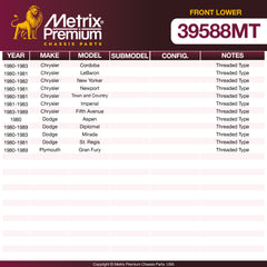 Metrix Premium Chassis Parts Front Lower Ball Joint 39588MT OEM fit auto parts