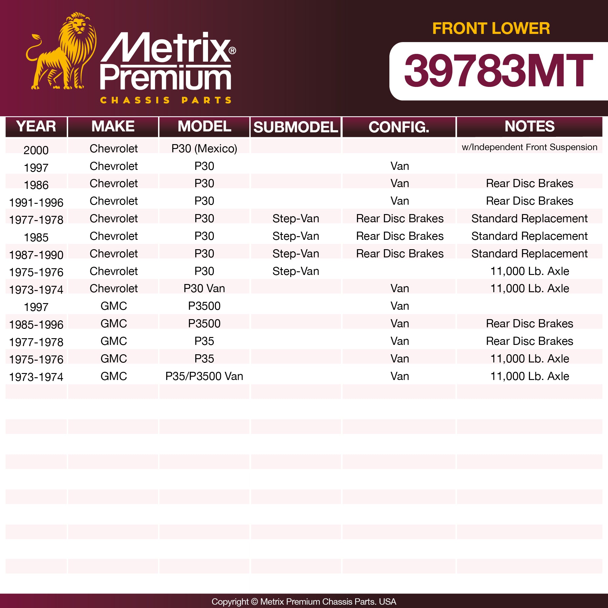 Metrix Premium Chassis Parts Front Lower Ball Joint 39783MT OEM fit auto parts