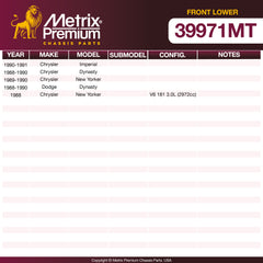 Metrix Premium Chassis Parts Front Lower Ball Joint 39971MT OEM fit auto parts