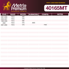 Metrix Premium Chassis Parts Front Lower Inner Rearward Control Arm Bushing 40165MT OEM fit auto parts