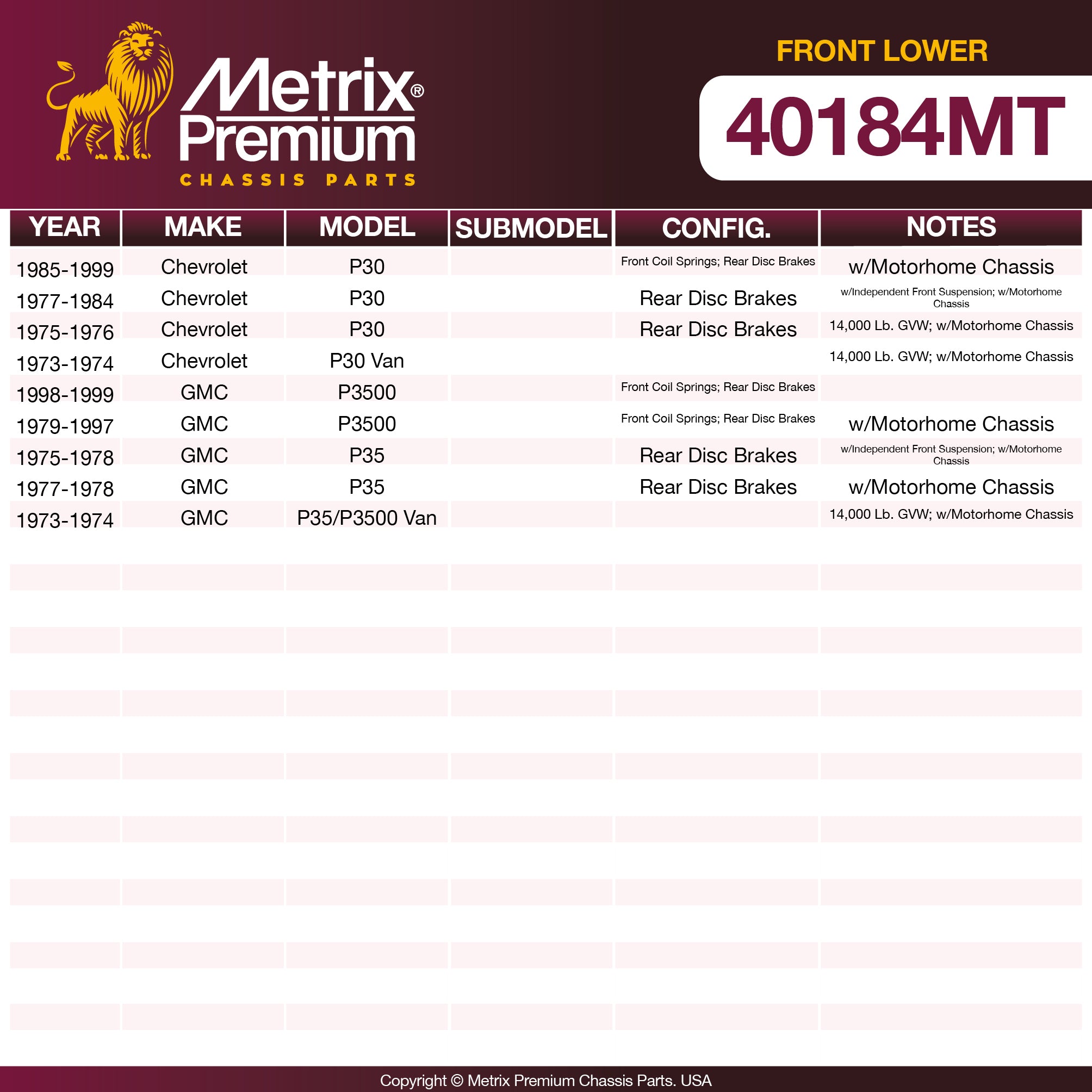 Metrix Premium Chassis Parts Front Lower Ball Joint 40184MT OEM fit auto parts