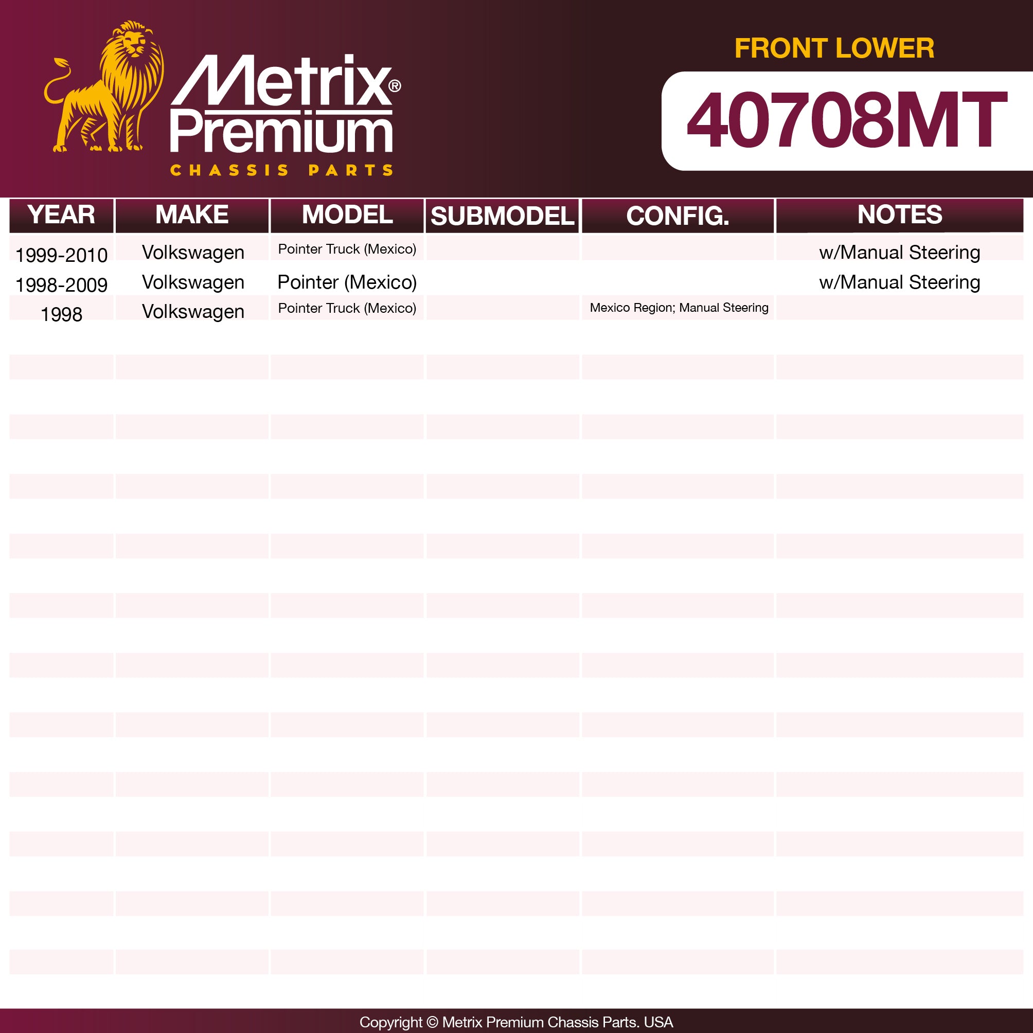 Metrix Premium Chassis Parts Front Lower Ball Joint 40708MT OEM fit auto parts
