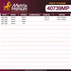 Metrix Premium Chassis Parts Front To Frame Stabilizer Bar Bushing Kit 40739MP OEM fit auto parts