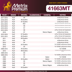Metrix Premium Chassis Parts Rear Right Lower Forward Control Arm 41663MT aftermarket car parts