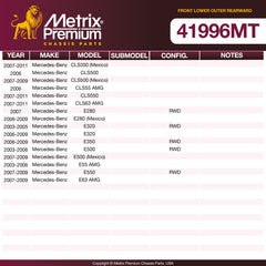 Metrix Premium Chassis Parts Front Lower Outer Rearward Control Arm Bushing 41996MT aftermarket car parts