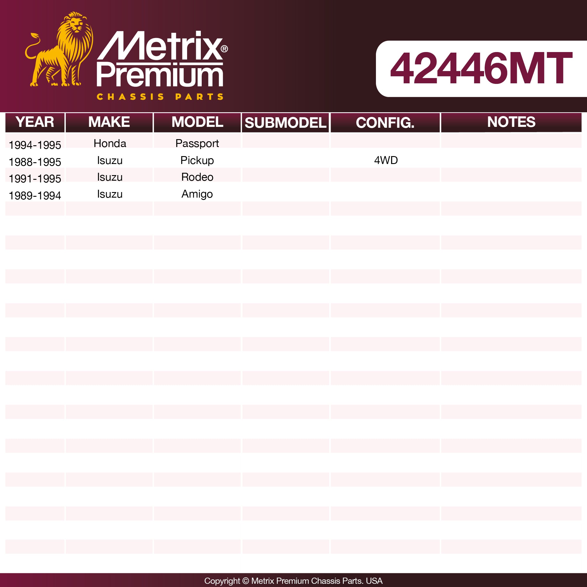 Metrix Premium Chassis Parts Center Link 42446MT aftermarket car parts