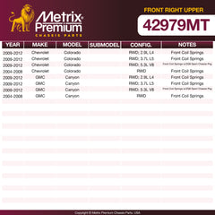 Metrix Premium Chassis Parts Front Right Upper Control Arm and Ball Joint Assembly 42979MT OEM fit auto parts