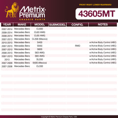 Metrix Premium Chassis Parts Front Right Lower Rearward Control Arm and Ball Joint Assembly 43605MT OEM fit auto parts